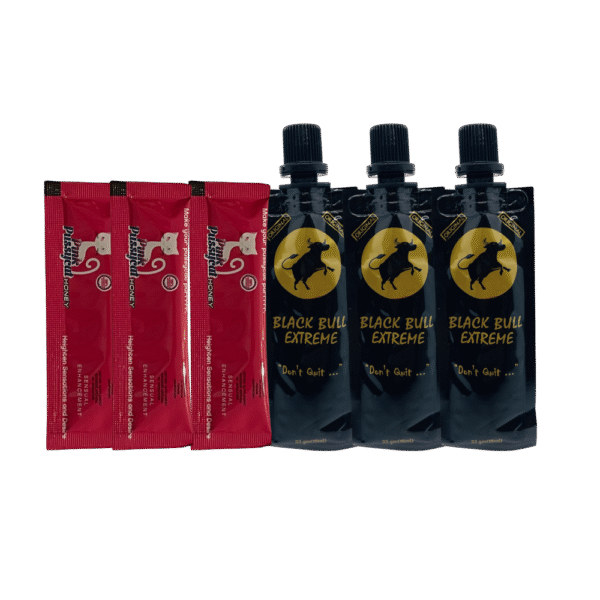 Pink Pussycat honey and black bull honey 3 sachets.